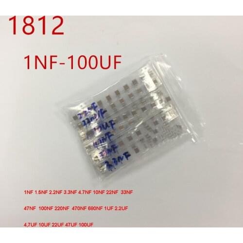 Free Shipping 100pc capacitor set 1812 1NF-100UF capacitor assortment 1812 Capacitor pack 20value*5pc