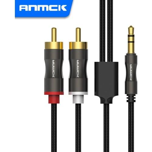 RCA Audio Cable Jack 3.5mm to 2 RCA Cables Male to Male Splitter Aux Cable For Laptops Amplifiers DVD TV Sound Box Speaker Cord