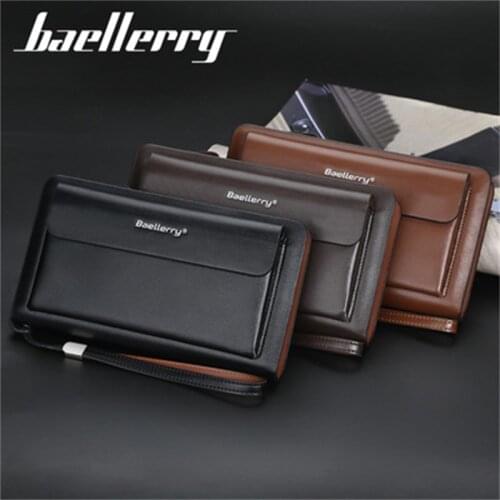 Baellerry Mens Long Casual Clutch Korean Version Multifunctional Zipper Mens Wallet Clutch Mobile Phone Bag