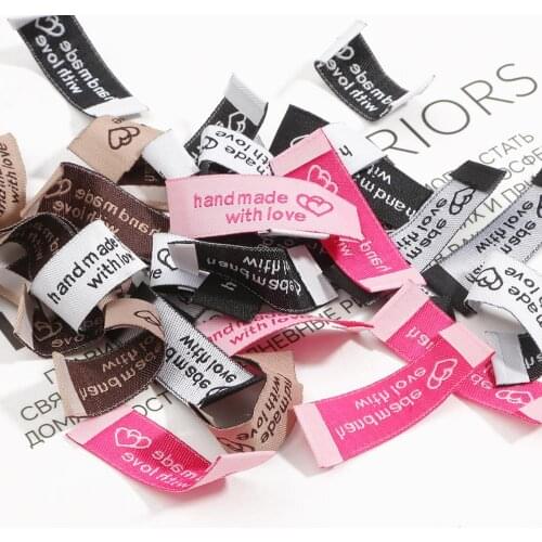 Handmade Tags Embossed Printed Clothing Labels 20pcs DIY Flag Labels For Garment Crafts Sewing Accessories