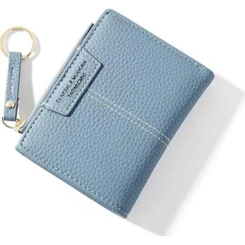 Bisi Goro Solid Color Women Wallets Short Mini Wallet Leather Zipper Coin Purse Lady Clutch Pocket Purse Card Female Money Bag