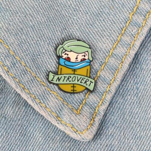Introvert Pin Introverts Brooches Lapel pins Badges Brooches Enamel pins Anti-People Person Jewelry