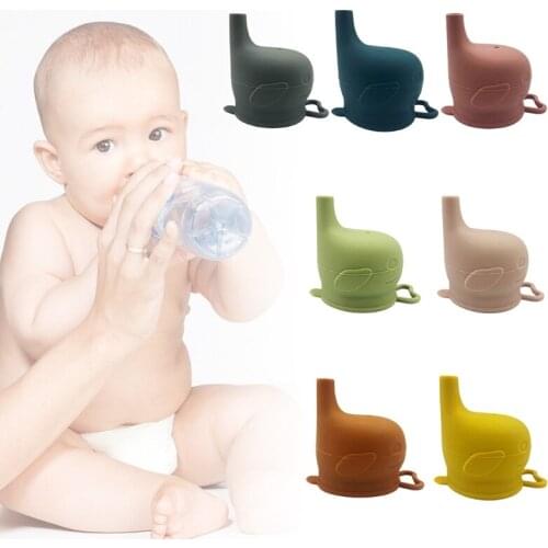 Baby Food Grade Silicone Sippy Cup Lid Water Bottle Cap Dolphin Shaped Spill Proof Straw Mug Cover Case