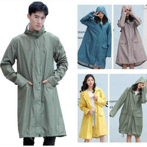 Yjj Long Raincoat Women Men Ladies Rain Gear Breathable Portable Water-Repellent Rain Poncho Coat Jacket Big Size