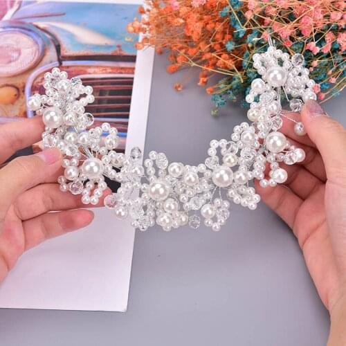Crystal Pearl Handmade Headbands Bridal Tiaras Crowns Hairband Headpiece Head Jewelry Wedding Hair Accessories Hot