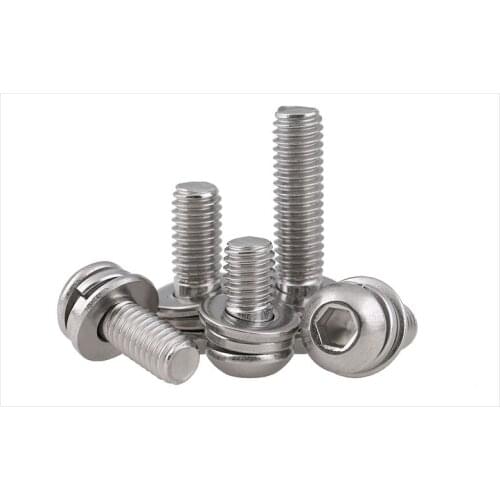 ISO7380 304 stainless steel round head screw M3 M4 M5 M6 screws hex socket screw three combination