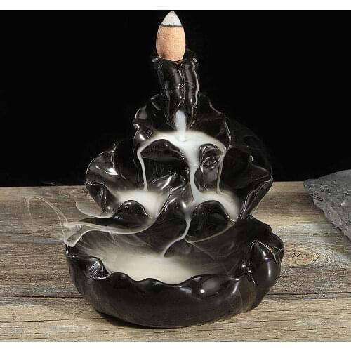 Ceramic Backflow Incense Cone Burner Feng Shui Censer Holder Water Stream Home Fragrant Furnace