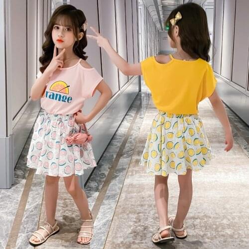 Summer Girls Clothes Set Kids T-shirt+Print Skirts Suits Children Short Sleeve Clothing Sets Clothes for Girls 4 6 8 10 12 Years