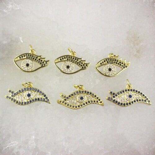 10-25mm 20pcs/lot High quality colorful cz pendant,new style eye shape cubic zircon charm,bracelet/necklace component wholesale