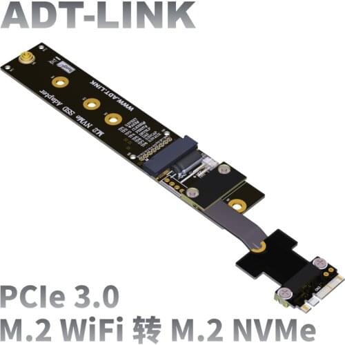 M.2 WiFi A.E Key To M.2 NVME M Key SSD Extension Flat Cable Flexible Key-M M2 NVME To Key A.E M2 Wifi PCIe 3.0 Riser Adapter