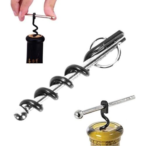 Mini Wine Beer Bottle Opener Stainless Steel Double Hinged Corkscrew With Ring Outdoor Keychain Wine Opener Barware Kitchen Tool