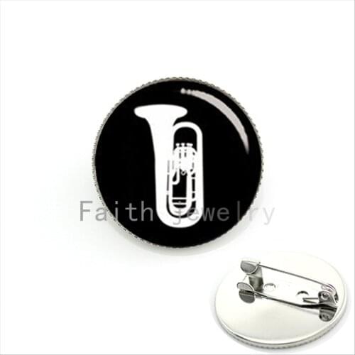 Trendy round tuba musical instrument bijoux brooch pins jewelry trombone music band symphony Musicians gift for men,women KC630