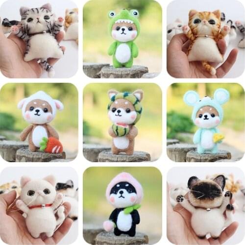 Cats and Dogs Needle Felting Kit for Beginners Handmade Wool Felt Craft Kits Creativity Kit Felting Gift English Manual