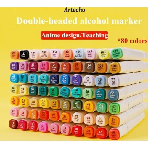 30/40/60/80 Colors Double-headed Drawing Art Marker School Brush Pen Set Artist Sketch Oily Alcohol Markers Supplies Stationery