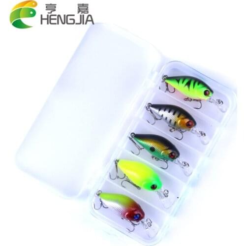 HENGJIA 5pcs 4.2g Fishing Lure set Minnow floating Lure Bait Isca Crankbait Pesca Jig Fishing Hook kit carp Fishing Tackle Box