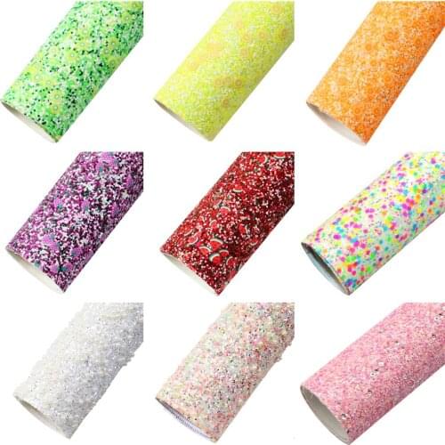 Chunky Glitter Solid Color Faux Synthetic Leather Sheets For Hair Bows Gift Home Decor DIY Crafts Handmade Sequins Mixed