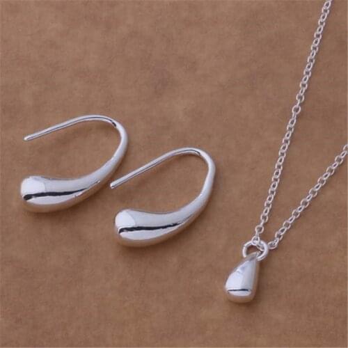 Factory wholesale silver color , high quality jewelry Drop cute Women wedding pendant necklace earring Jewelry Sets N177
