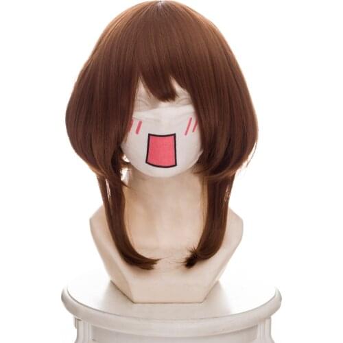 Uraraka Ochako Cosplay Wig My Hero Academia Costume Play Brown Wig Halloween Costumes Hair Boku no hero academia + wig cap