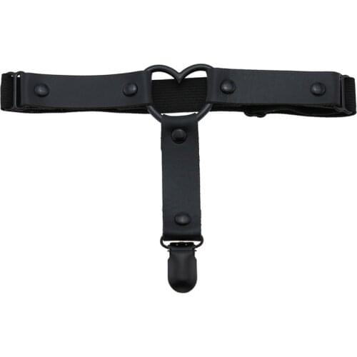 2021 New Black Leather Heart Leg Garter Belt Goth Girl Straps Thigh Harness Gothic Tight Suspender Accessories Body Jewelry
