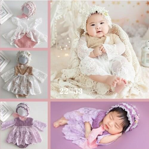 Handmade Newborn Photography PropsBodysuits Flokati Accessories Baby Photo Shoot For Studio Embroidery Princess Lace Dress