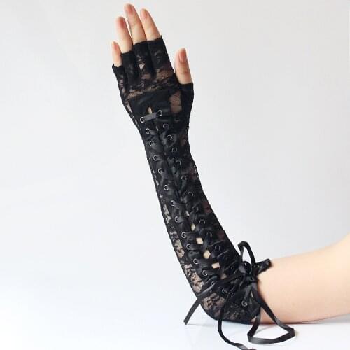 Sexy Lace Long Gloves Elbow Steampunk Fingerless Gloves For Party Mittens Clubwear Cosplay Goth Mittens Accessories