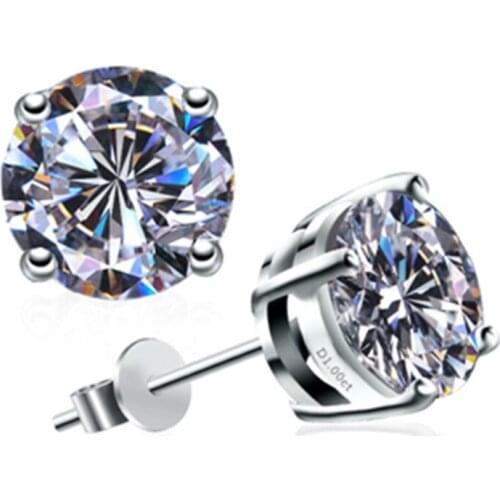 2CT TDW Test Positive Moissanite Earrings Stud 585T White Gold 4 Prongs Stud Lab Grown 585 Earrings Women Engagement Jewelry