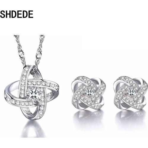 SHDEDE Fashion Earrings And Necklace Set For Women Jewelry Sets Embellished With Crystals From Swarovski -WH43