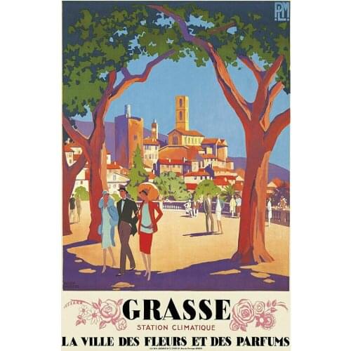 French Grasse Flowers Riviera Vintage Travel Railway Photo Art Film Print Silk Poster for Your Home Wall Decor 24x36inch