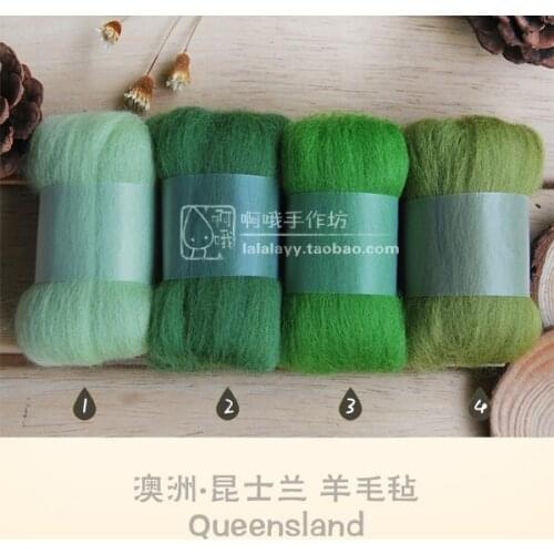 Wool felt poke fun wool strip diy handmade materials set bag green system,20g/piece ,4piece/lot Free shipping