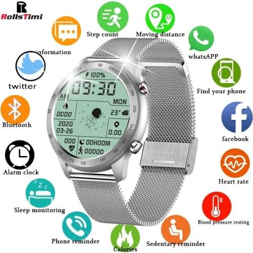 ROLLSTIMI Men Smart Watch Real-time Weather Forecast Activity Tracker Heart Rate Monitor Sports Smart Watch Men For Android IOS