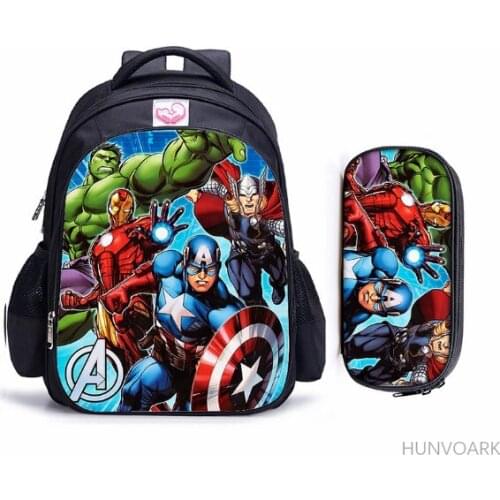 Superman Hulk School Bags Captain America Boys Girls Children Kindergarten Backpack 16inch Schoolbags Kids Mochilas