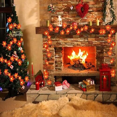 Ornament Halloween Thanksgiving Home Decoration Outdoor String Light LED Maple Leaf Light String Christmas Tree Scene Decoration