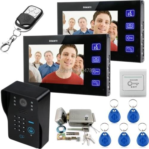 Touch Key 7" Lcd Video Door Phone Intercom System Wth IR Camera & Code Keypad Electronic Door Lock 1V2