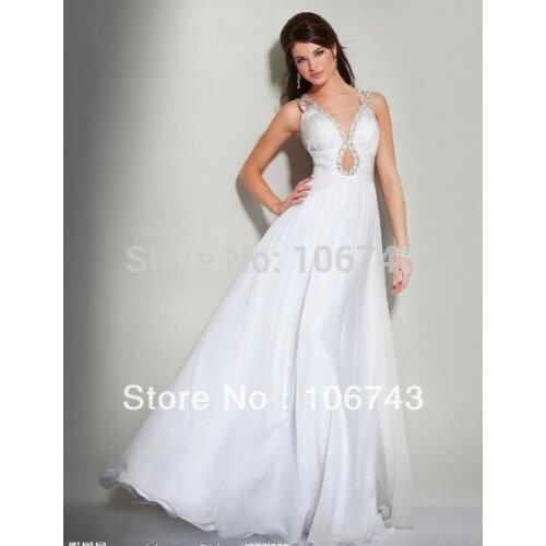 Free shipping 2018 new design vestidos Formal Elegant sexy white long sexy backless crystal girl party gown bridesmaid Dresses