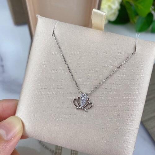 925 Sterling Silver Dazzling AAA Zircon Crown Pendant Necklace For Women Fashion Choker Fine Jewelry