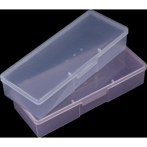 Nail Art Rectangle Plastic Transparent Storage Box Nail Rhinestone Brush Pen Buffer Grinding Files Container Case