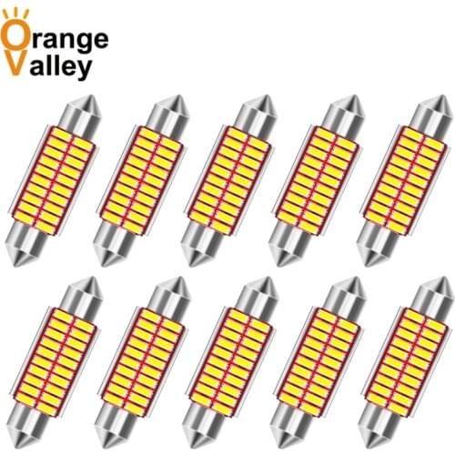 10Pcs Festoon 31mm 36mm 39mm 41mm LED Bulbs C5W C10W Car LED Reading Light White Canbus 4014 SMD Auto Door Trunk Lamp