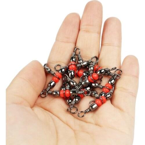 10PCS Fishhooks Fishing Splitter New Trigeminal Swivel Red Bead Swivel Splitter Sea Fishing Connecting Ring Fishing Accessories