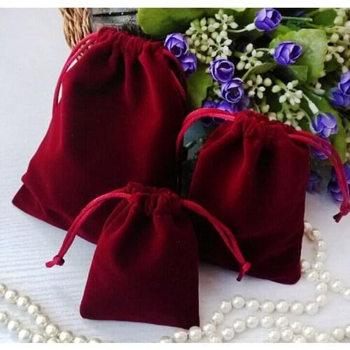 100pcs Handmade S M L Thicker & Better Quality Velvet Jewelry Earring Rings Necklace Bags Wedding Party Candy Gift Bags