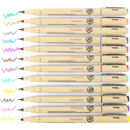 12 Colors Soft Brush Pen Sketch Drawing Brush Pen for Painting Micron Fine Line Paint Brush Soft Waterproof Cartoons