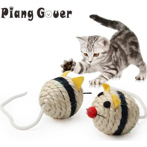2PCS/LOT Sisal Cute Mouse Toys Mice Animal Cat Toys Play With Cats Pet Supplies