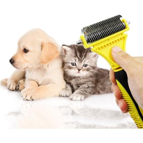 2020 Stainless Double-sided Pet Cat Dog Comb Brush Professional dog comb tool pet hair remover brush dog cat