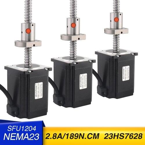 3PCS NEMA23 189N.Cm stepper motor with 23HS7628 250mm 350mm ballscrew motor for CNC engraving machine