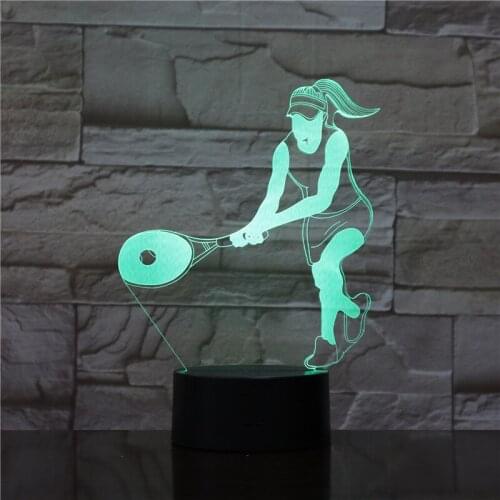 3D Sport LED Cool Playing Tennis Women 7 Color Change Remote Novel Home DEC Night Table Lamp Friends Kids Birthday Gift 1762
