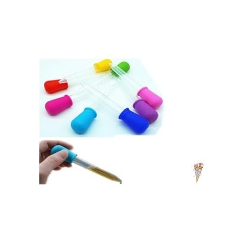 5ml Clear Silicone Plastic Baby Medicine Dropper Spoon Pipette Liquid Food Dropper Burette 12cm*2cm Color Randomly