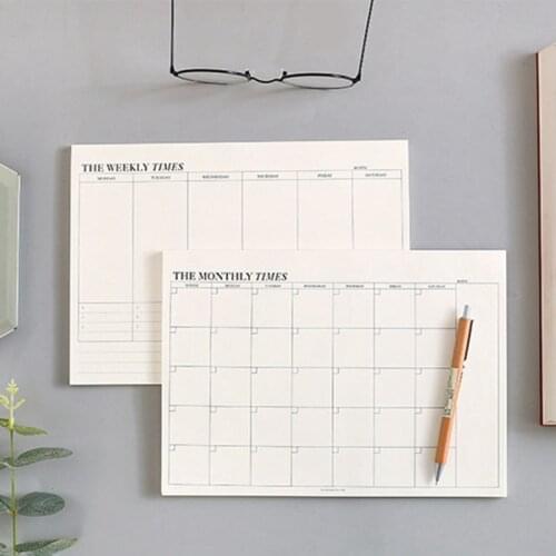 60 Sheets Business Day Plan Memo Pad Notepad Office Thick Schedule Memo-Month Plan/175*245mm New 1pc Weekly Planner Agenda