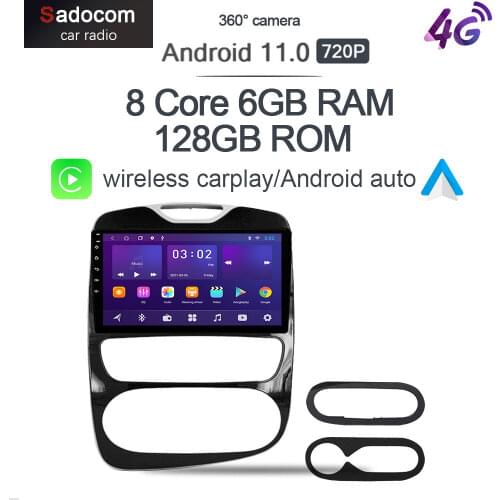 360 Panoramic Camera Carplay 6G+128G Android 10.0 Car DVD Player GPS WIFI Bluetooth 5.0 RDS Radio For RENAULT Clio 3 4 2012-2016