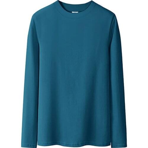 96% Cotton Women T-shirt O-neck Long Sleeve women shirt All match Lady Top Black White