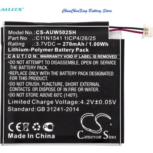 Cameron Sino 270mAh Battery 0B200-01760100,C11N1541 1ICP4/26/25 for Asus W1502QF,ZenWatch 2