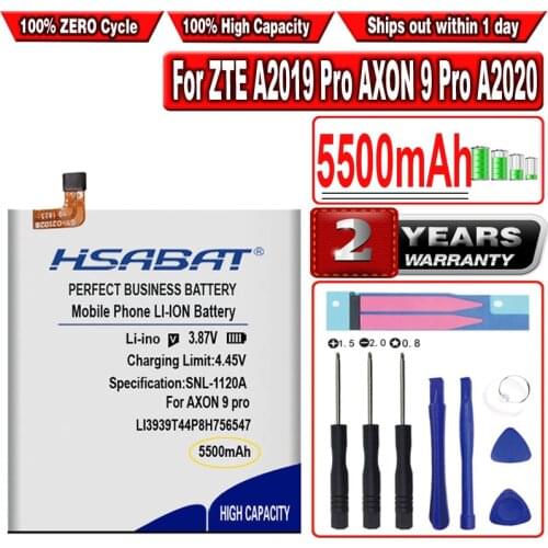 HSABAT 5500mAh LI3939T44P8H756547 Battery for ZTE A2019 Pro AXON 9 Pro A2020 A2020N2 Axon 10 Pro Axon 10 Pro 5G
